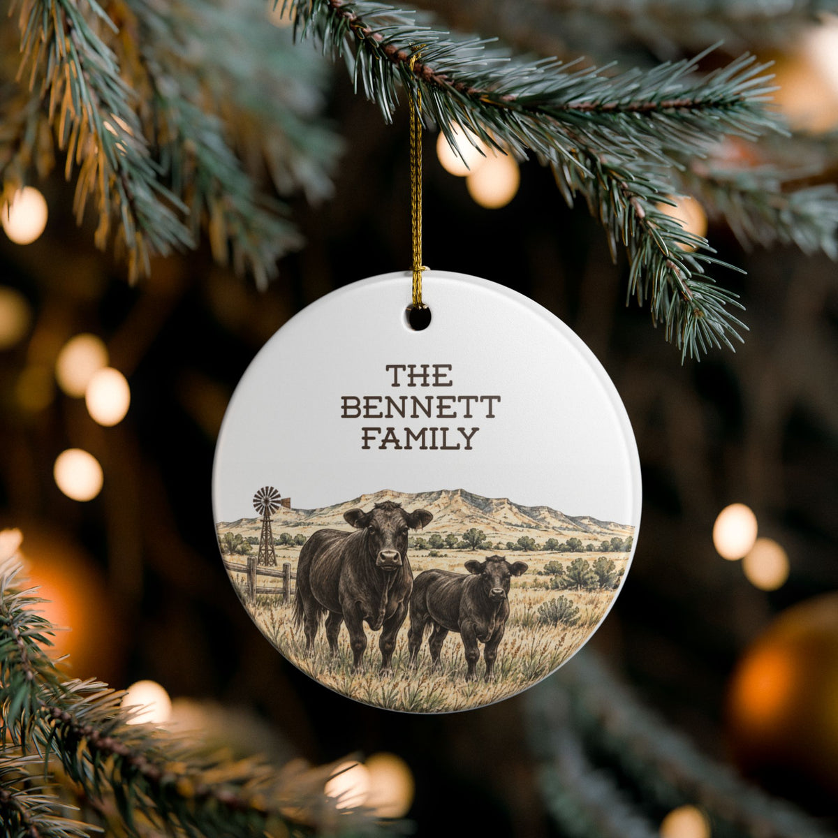 Personalised Ranch/Farm Cattle Ceramic Ornament